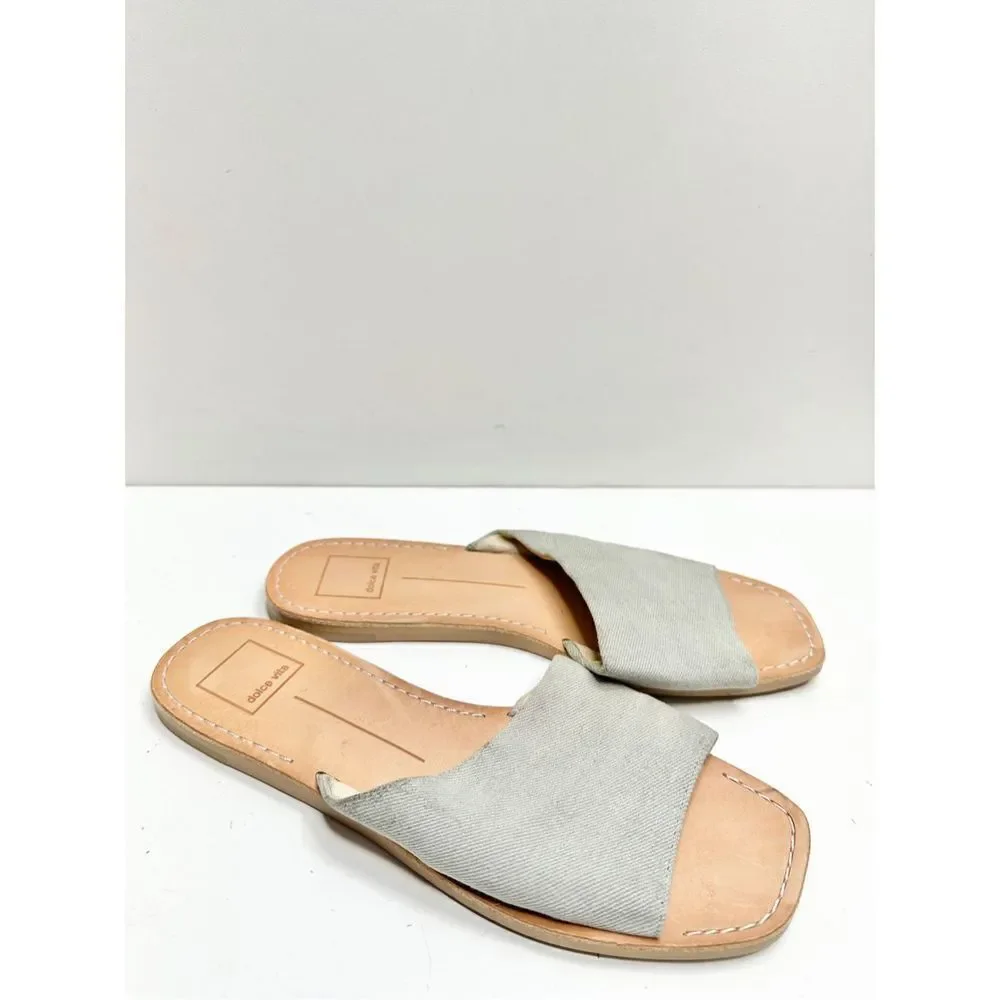 Dolce Vita Sandals Womens Size 8‎ Blue Denim Slip On Slides Open Toe